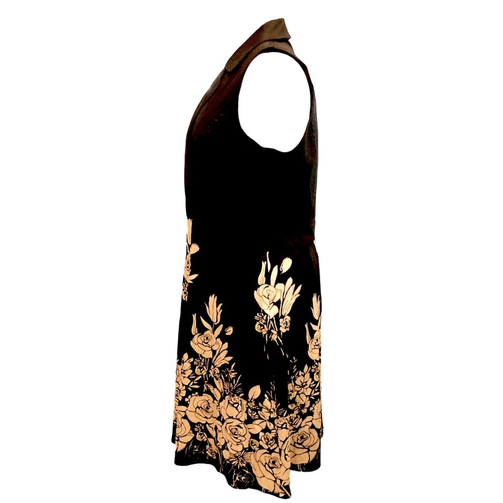 Spense Collared Black Floral Fit & Flare Side Zipper Invisible Size 14 - Picture 12 of 16